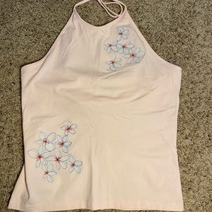Women’s GAP medium stretch pink tie neck tank top
